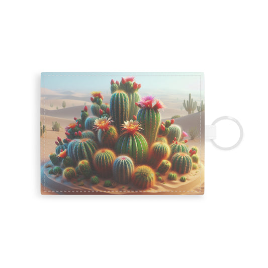 Leather Card Holder: Desert Cactus Design, Southwestern Style Wallet, Succulent Card Case, Prickly Pear Cactus Gift
