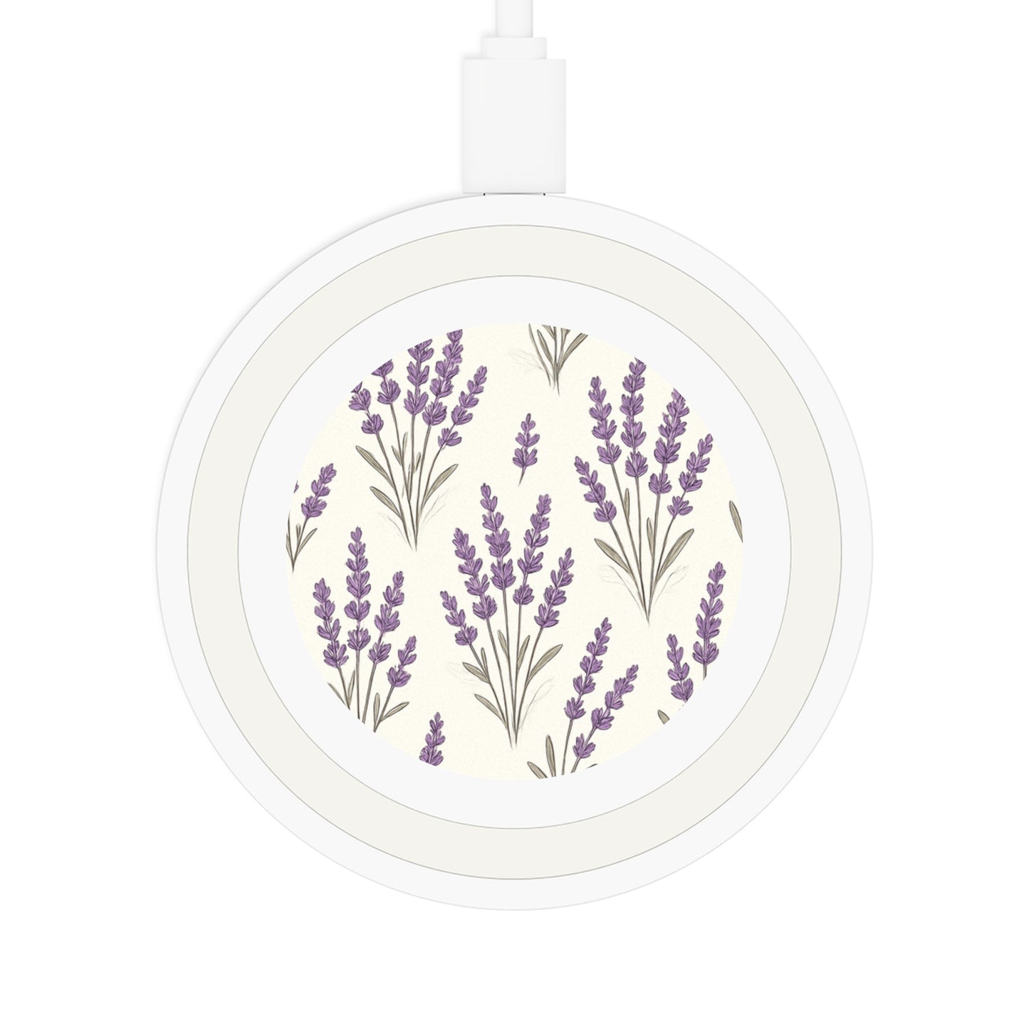 Wireless Charging Pad: Lavender Floral Design