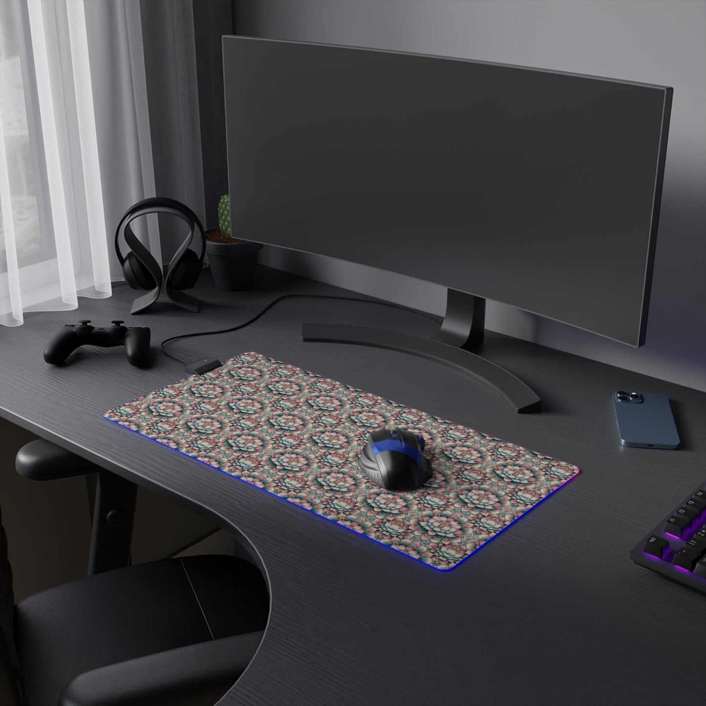 LED Gaming Mouse Pad - Lotus Blossom Design