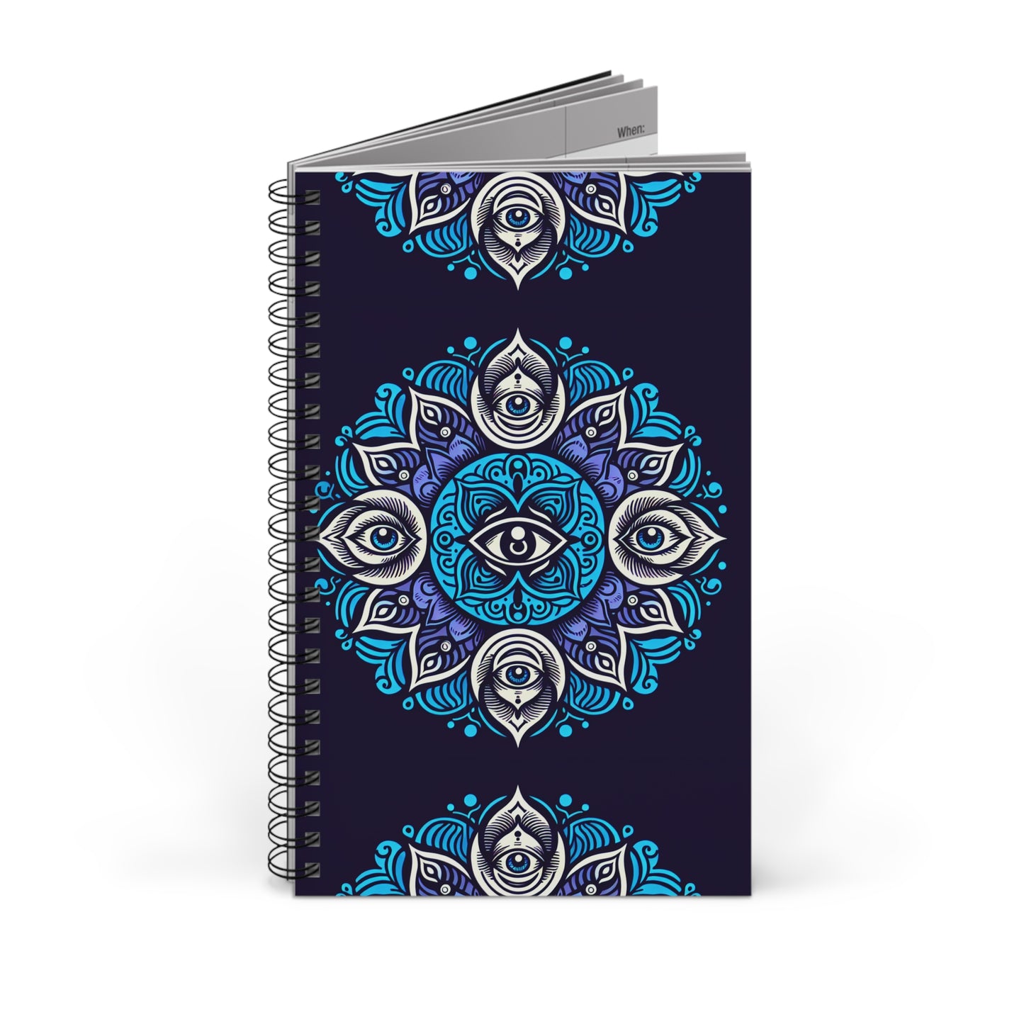 Third Eye Spiral Journal, Spiritual Notebook, Mandala Diary, Artistic Sketchbook, Eye Design Journal for Mindfulness