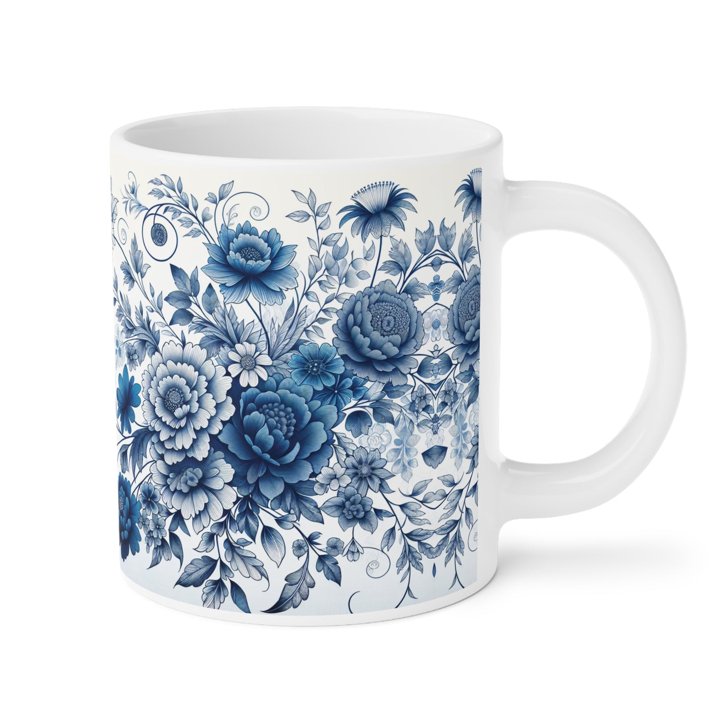 Elegant Floral Ceramic Mugs - Blue Blossom Design, Gift for Tea Lovers, Home Decor, Coffee Mug, Ceramic Drinkware