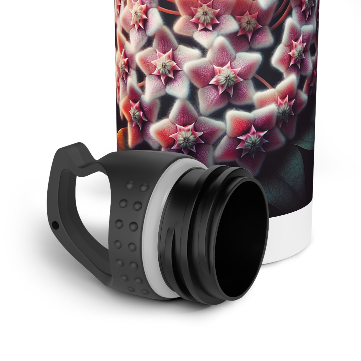 Stainless Steel Water Bottle - Hoya Blooms Floral Design, Reusable Drinkware, Botanical Print, Gardener Gift, Yoga Lover