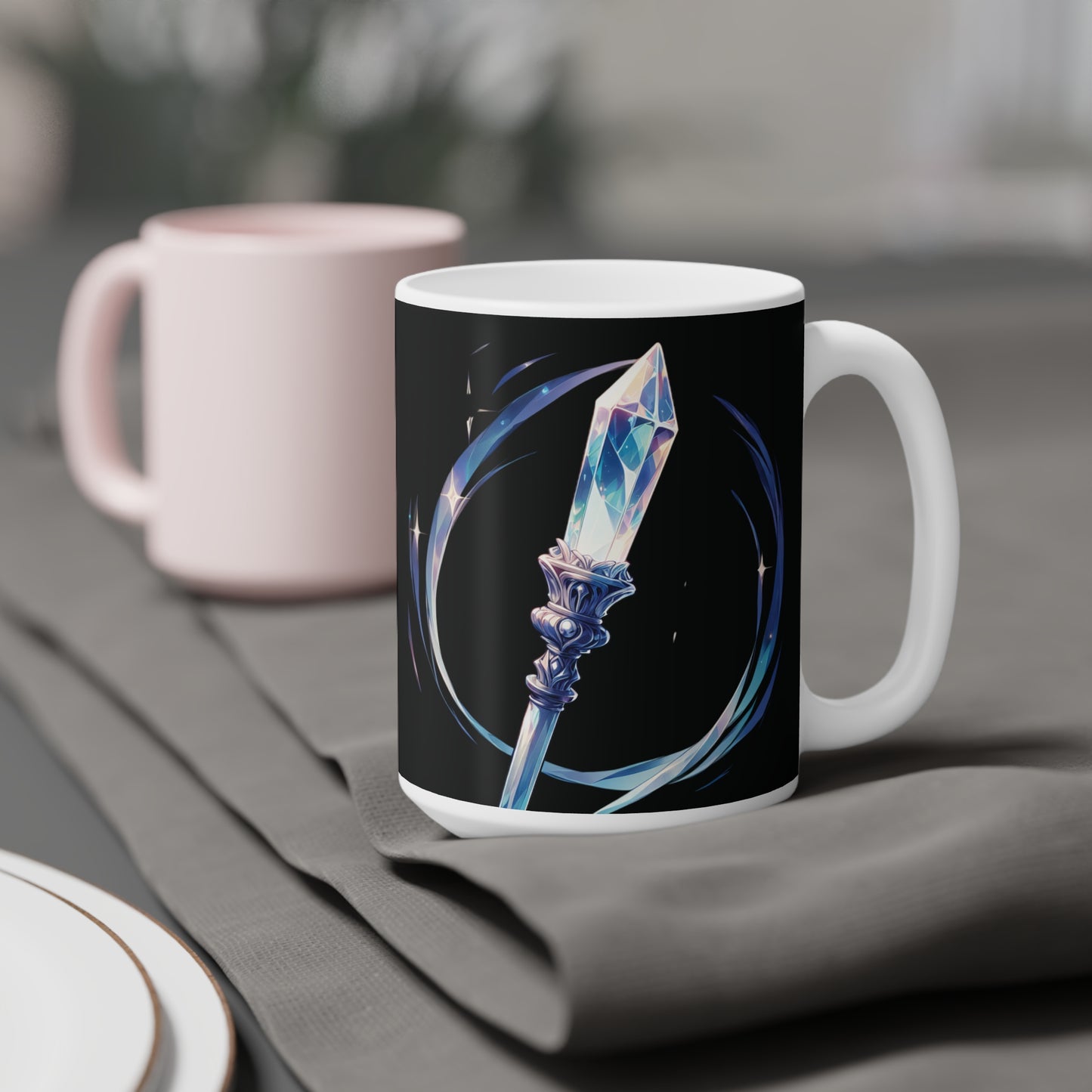 Crystal Wand Ceramic Mug - 11oz, Unique Gift for Spiritualists, Manifestation Enthusiasts, Inspirational Coffee Cup