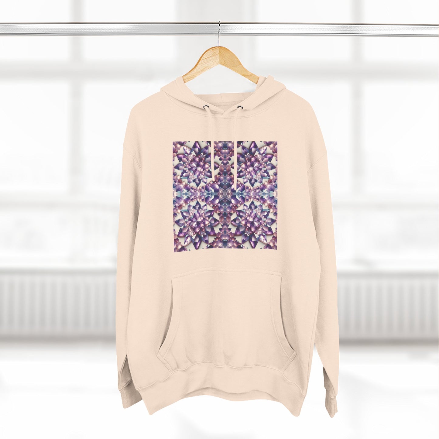 Fleece Hoodie - Amethyst Crystal Floral Design