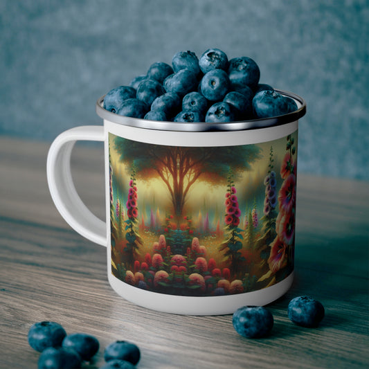 Camping Mug - Hollyhocks Design