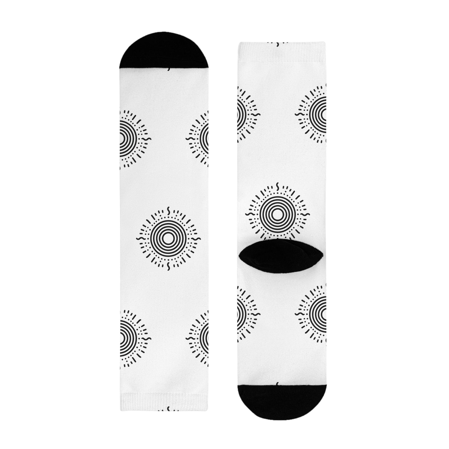 Sun Minimalist Sublimation Crew Socks, Footwear, Accessories, Gift, Trendy, Cute, Fashion, Bright, Colorful, Casual