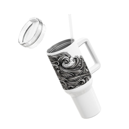 40oz Tumbler - Monochrome Energy Wave Design