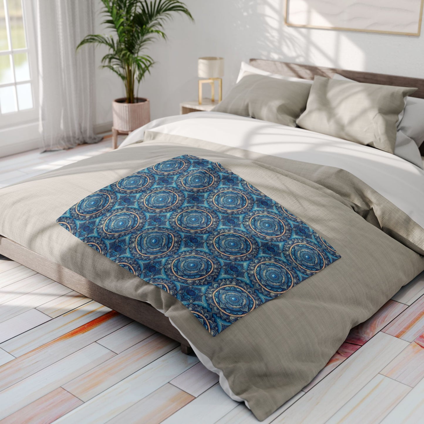 Fleece Blanket with Throat Chakra Design