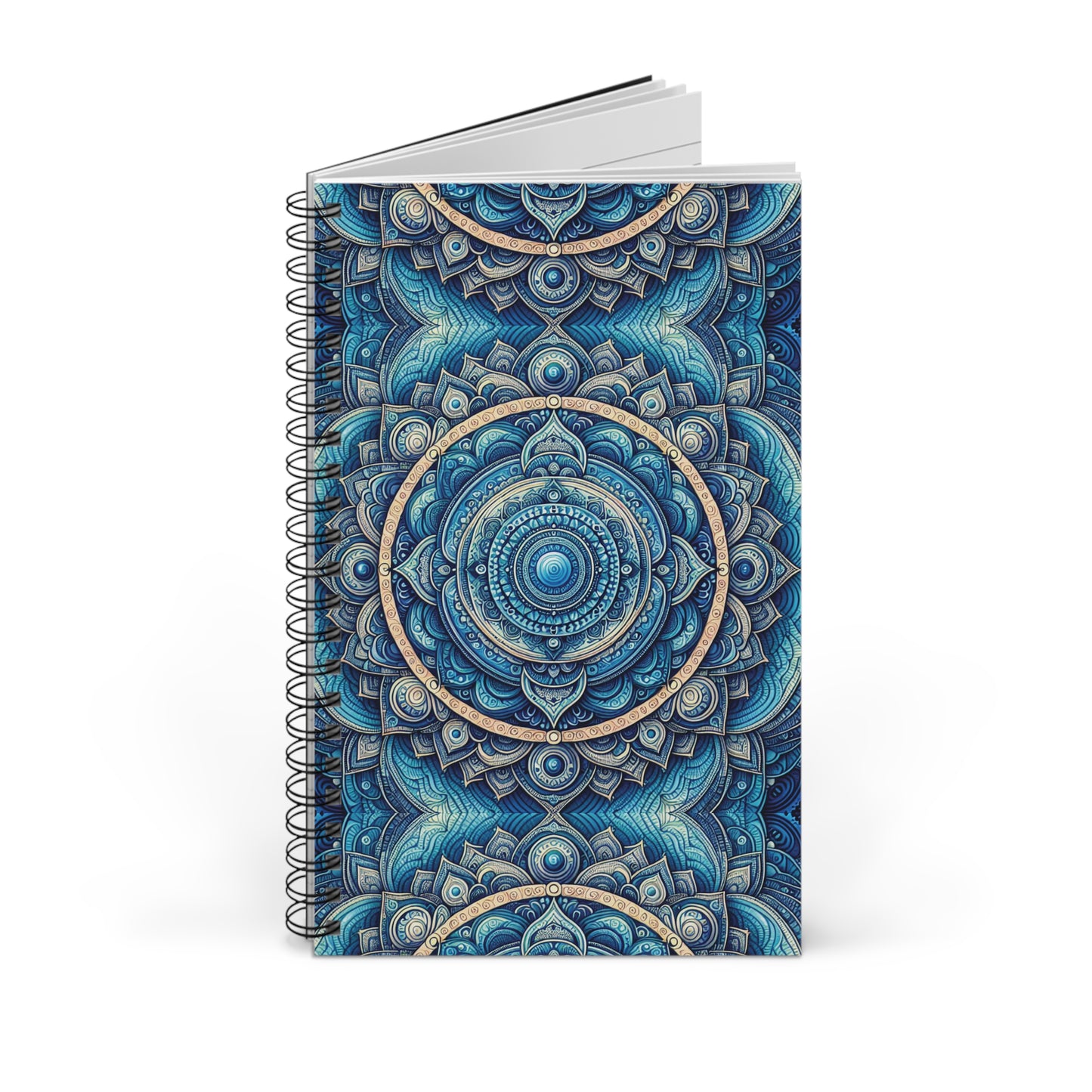 Throat Chakra Spiral Journal, Mandala Design, Blue Notebook for Writing, Meditation Diary, Art Sketchbook, Gift for Students