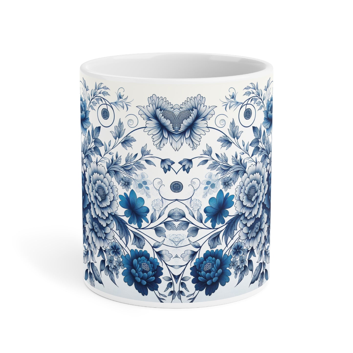 Elegant Floral Ceramic Mugs - Blue Blossom Design, Gift for Tea Lovers, Home Decor, Coffee Mug, Ceramic Drinkware