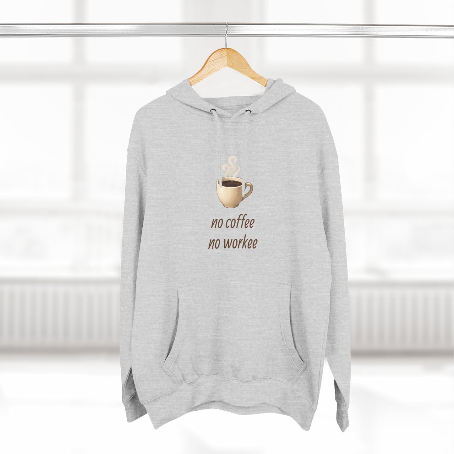 Fleece Hoodie: with 'no coffee no workee' Design, Coffee Lover Gift, Cozy Sweatshirt, Coffee Addict Shirt, Sarcastic