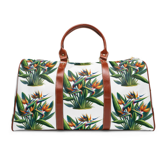 Waterproof Travel Bag, Bird of Paradise Plant, Floral Weekend Duffle, Botanical Carry-On, Nature Lover Gift, Summer Vacation