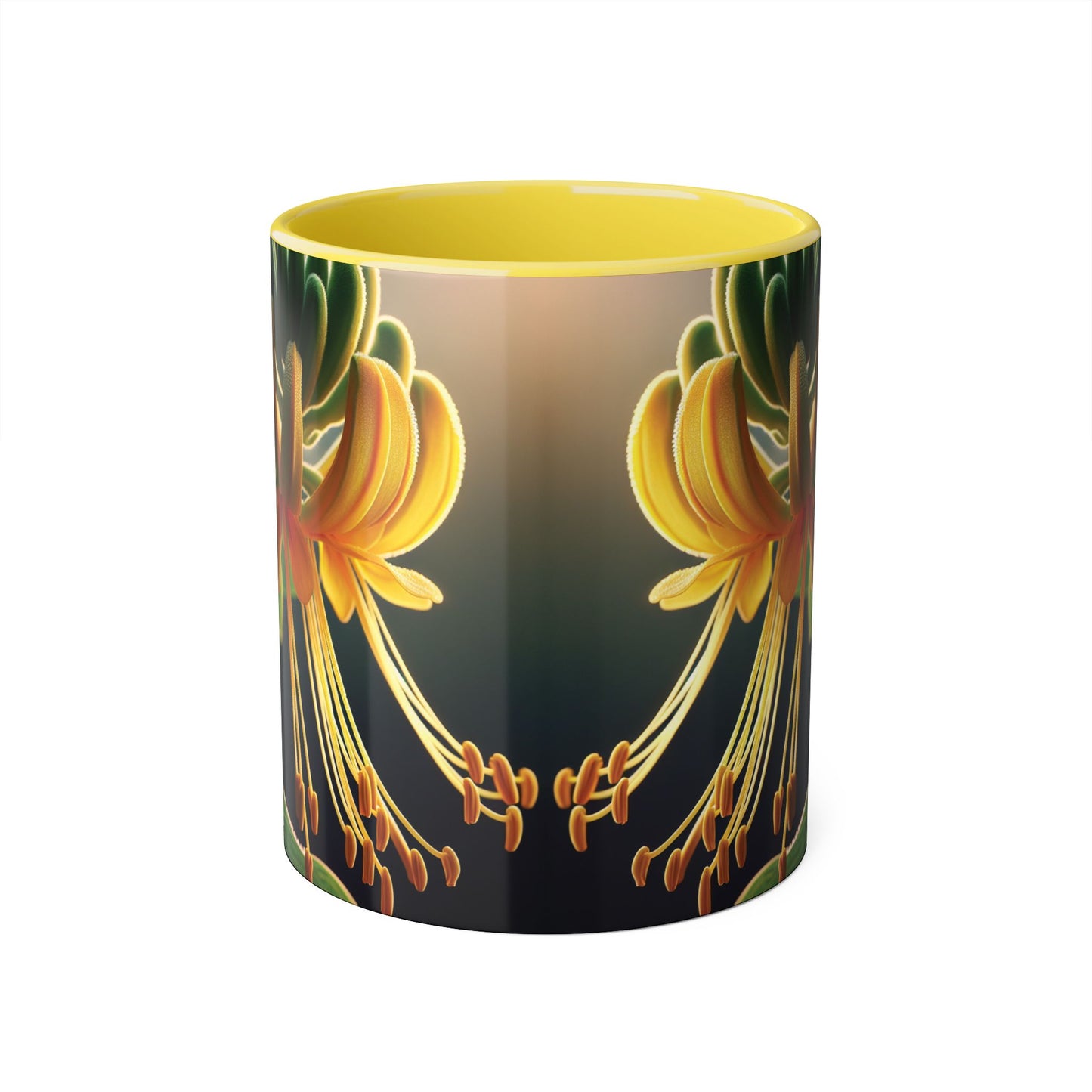 Honeysuckle Accent Mug, Floral Coffee Cup for Garden Lovers, Botanical Tea Mug Decor, Gift for Nature Enthusiasts, Mother's Day Present,