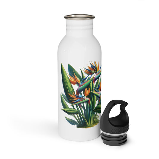 Stainless Steel Water Bottle - Bird of Paradise Design, Tropical Floral Print, Gift for Nature Lovers, Outdoor