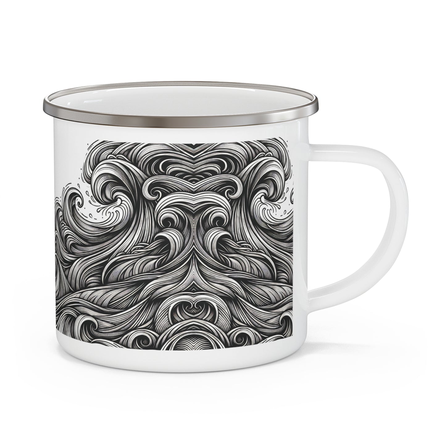 Camping Mug - Monochrome Waves