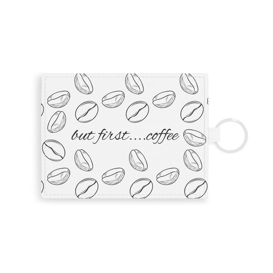 Coffee Lover's Saffiano Leather Card Holder - Stylish Wallet, Gift for Him/Her, Minimalist Accessory, Birthday, Holiday