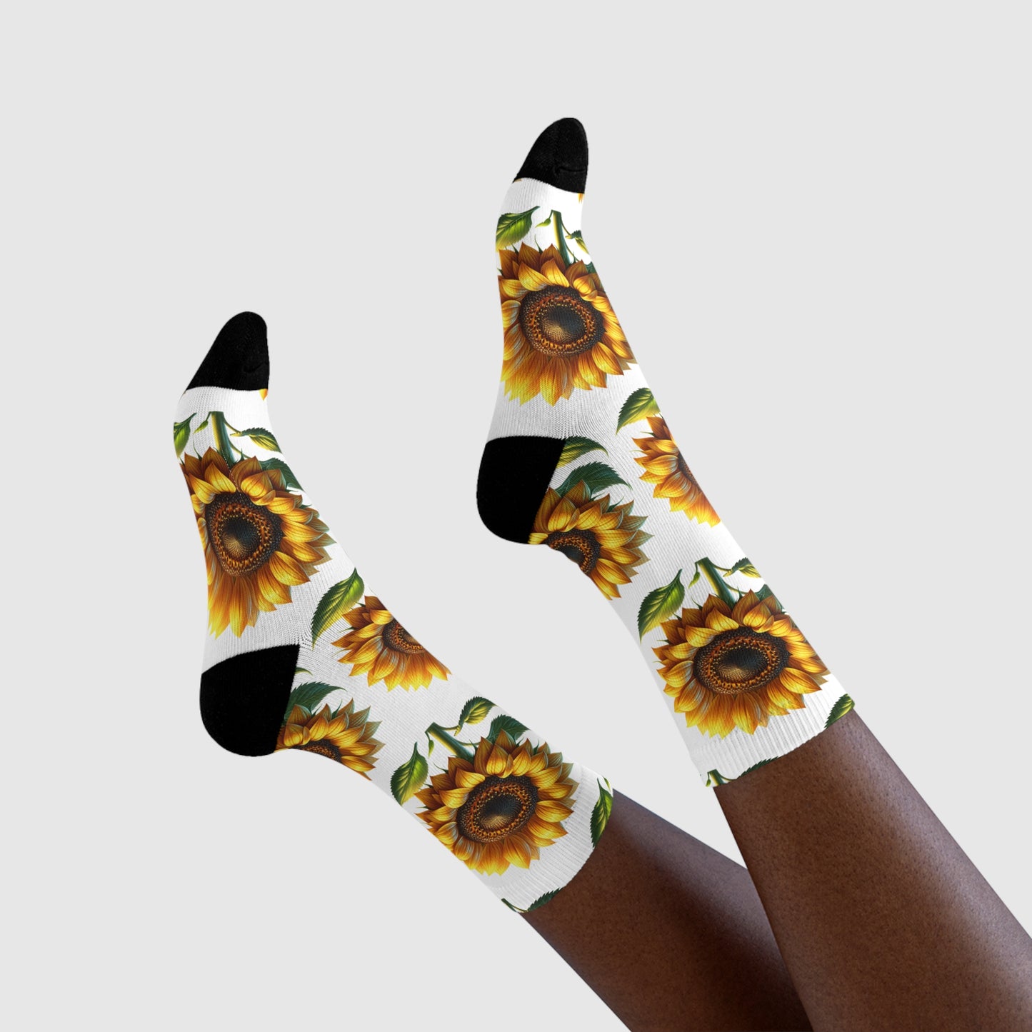 Sunflower Crew Socks, Floral Garden Footwear, Nature Lover Gift, Botanical Print Stockings, Plant Lover Apparel