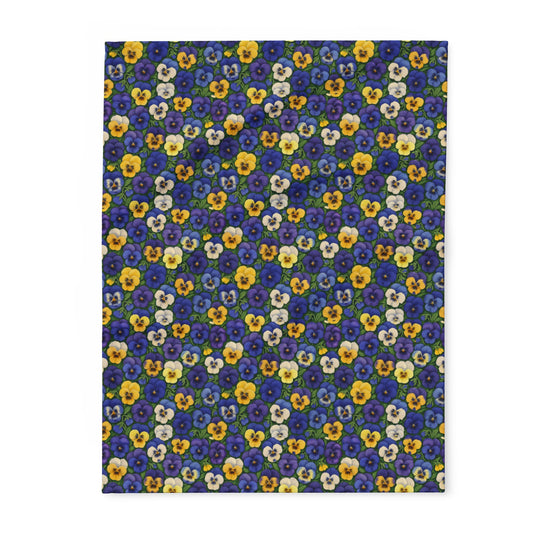 Pansy Floral Arctic Fleece Blanket — Cozy Botanical Throw