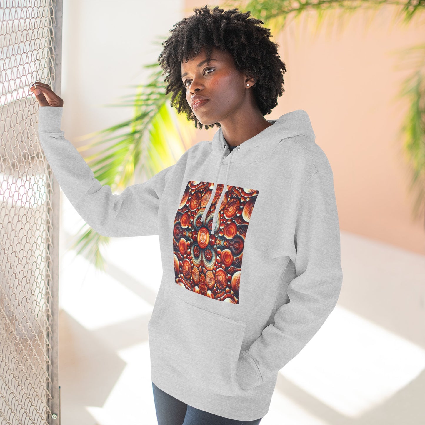Fleece Hoodie - Carnelian Pattern
