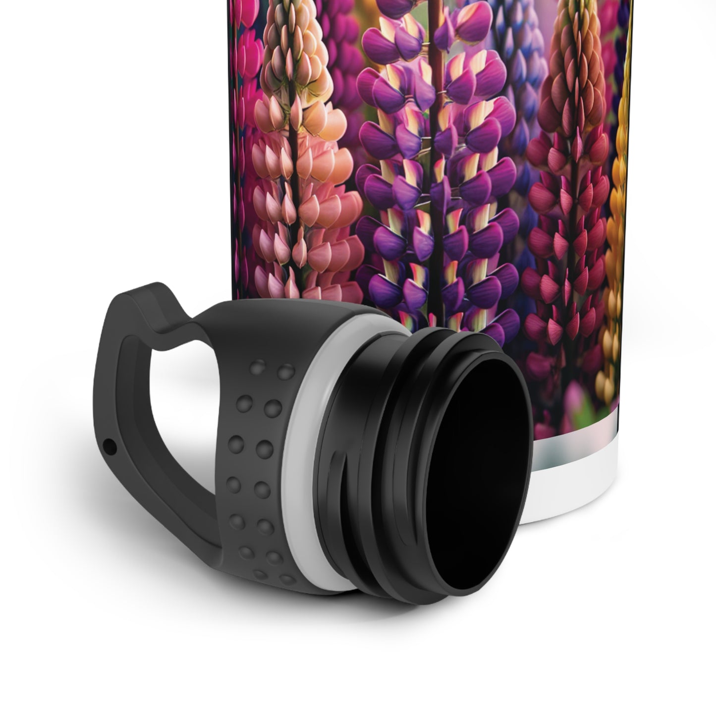 Lupinus Blooms Stainless Steel Water Bottle - Floral Design, Reusable Bottle, Flower Pattern Gift, Nature Inspired Hydration,