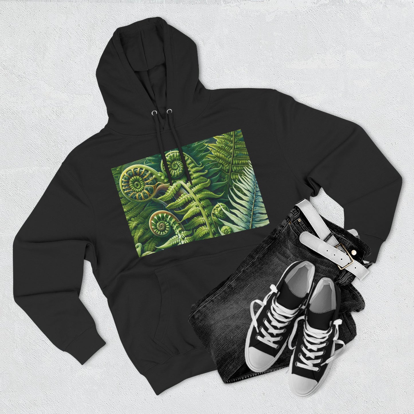 Nature-Inspired Three-Panel Fleece Hoodie for Outdoor Enthusiasts