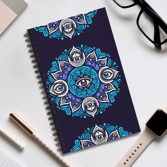 Third Eye Spiral Journal, Spiritual Notebook, Mandala Diary, Artistic Sketchbook, Eye Design Journal for Mindfulness