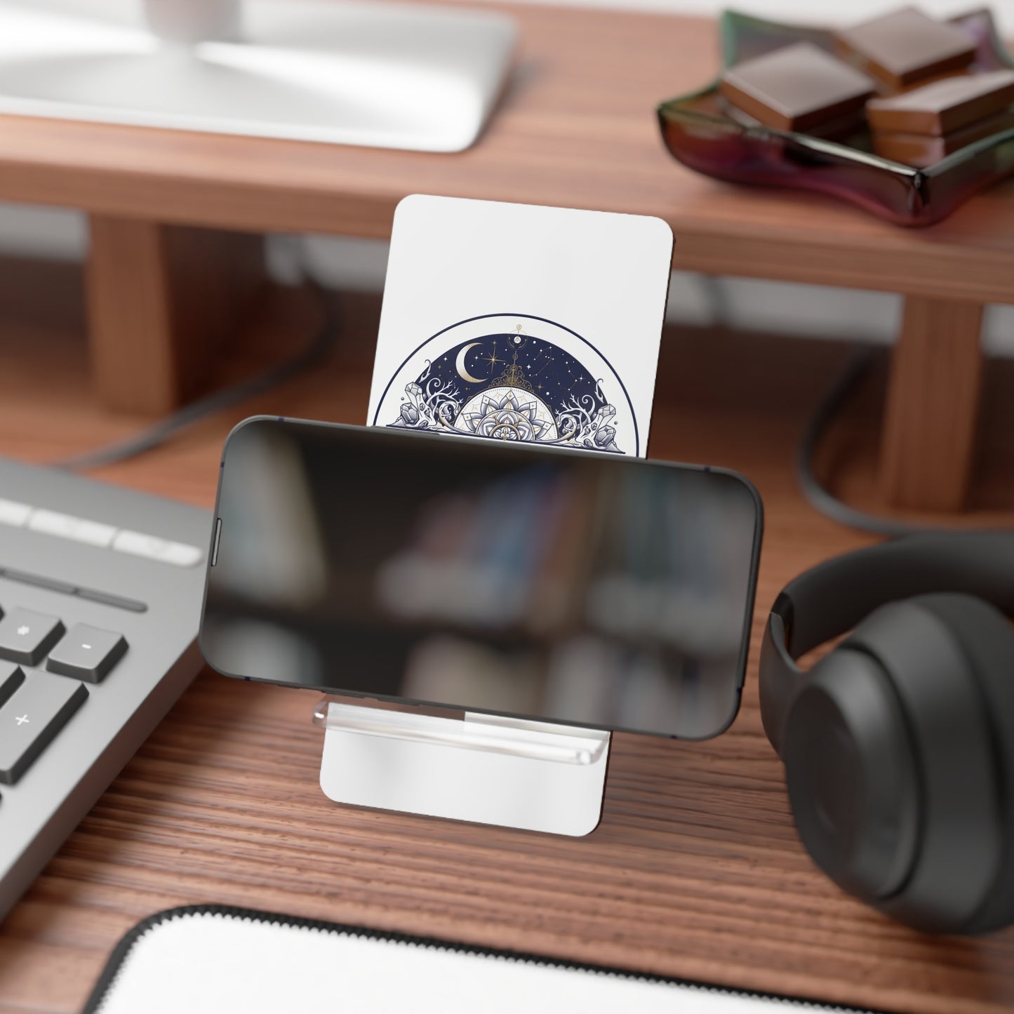 Astrology Moon Phone Stand — "As Above So Below" Mobile Display Stand