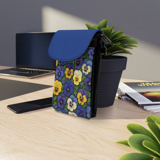 Phone Wallet - Vibrant Pansy Design