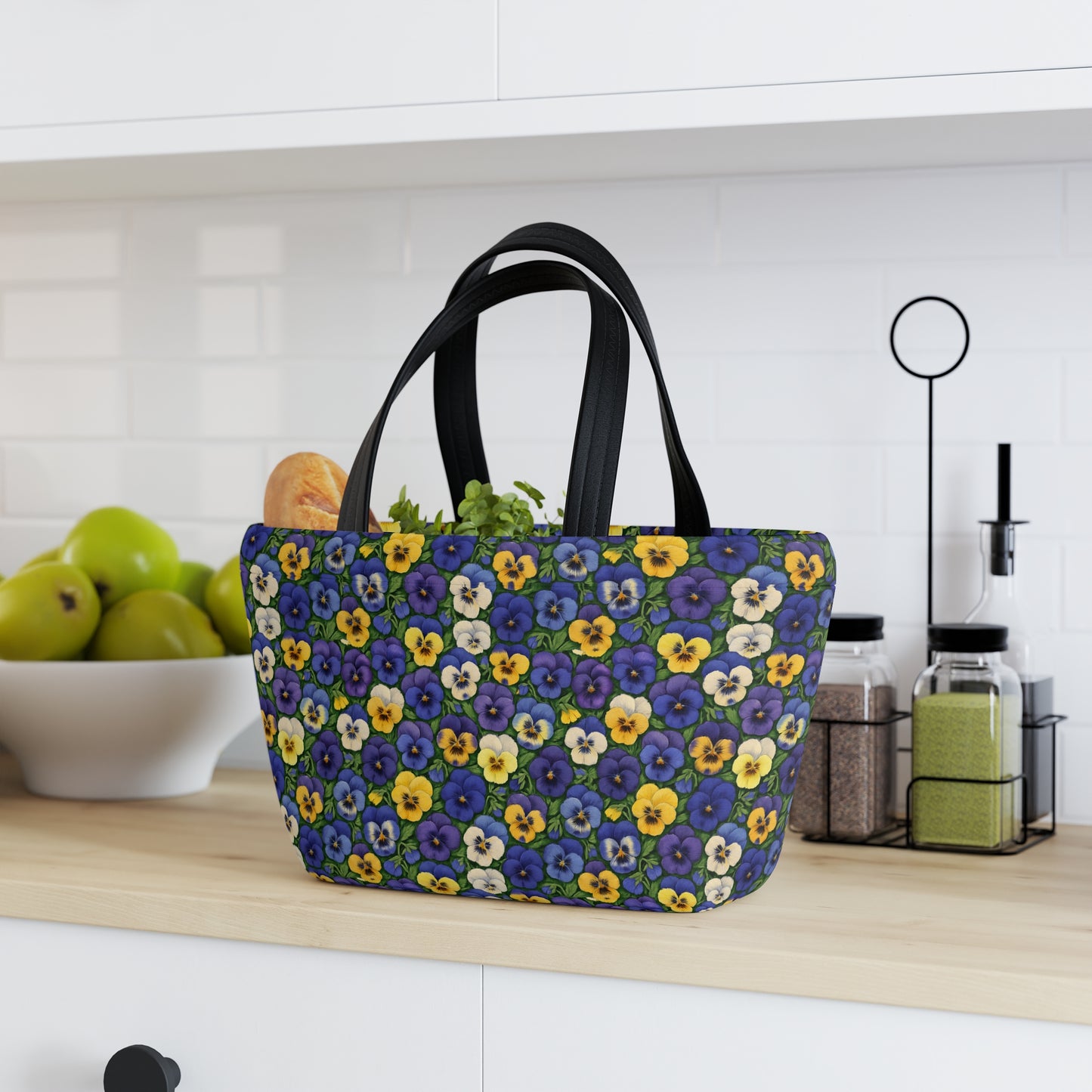 Lunch Bag with Pansy Pattern