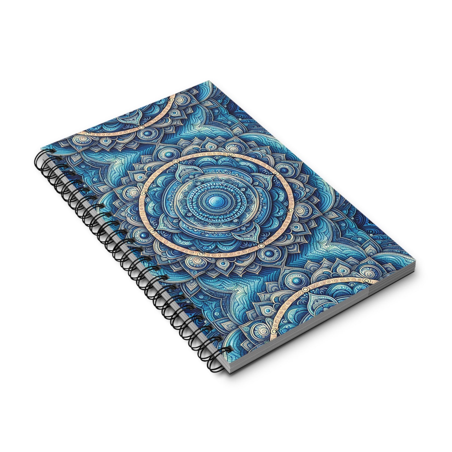 Throat Chakra Spiral Journal, Mandala Design, Blue Notebook for Writing, Meditation Diary, Art Sketchbook, Gift for Students