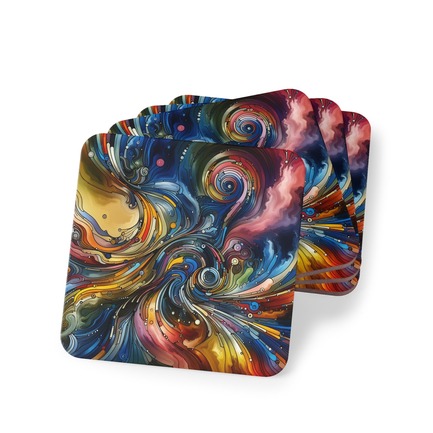 Energy Waves Coasters - Set of 4, Drink Coasters, Geometric Design Coasters, Housewarming Gift, Home Decor, Kitchen Accessories