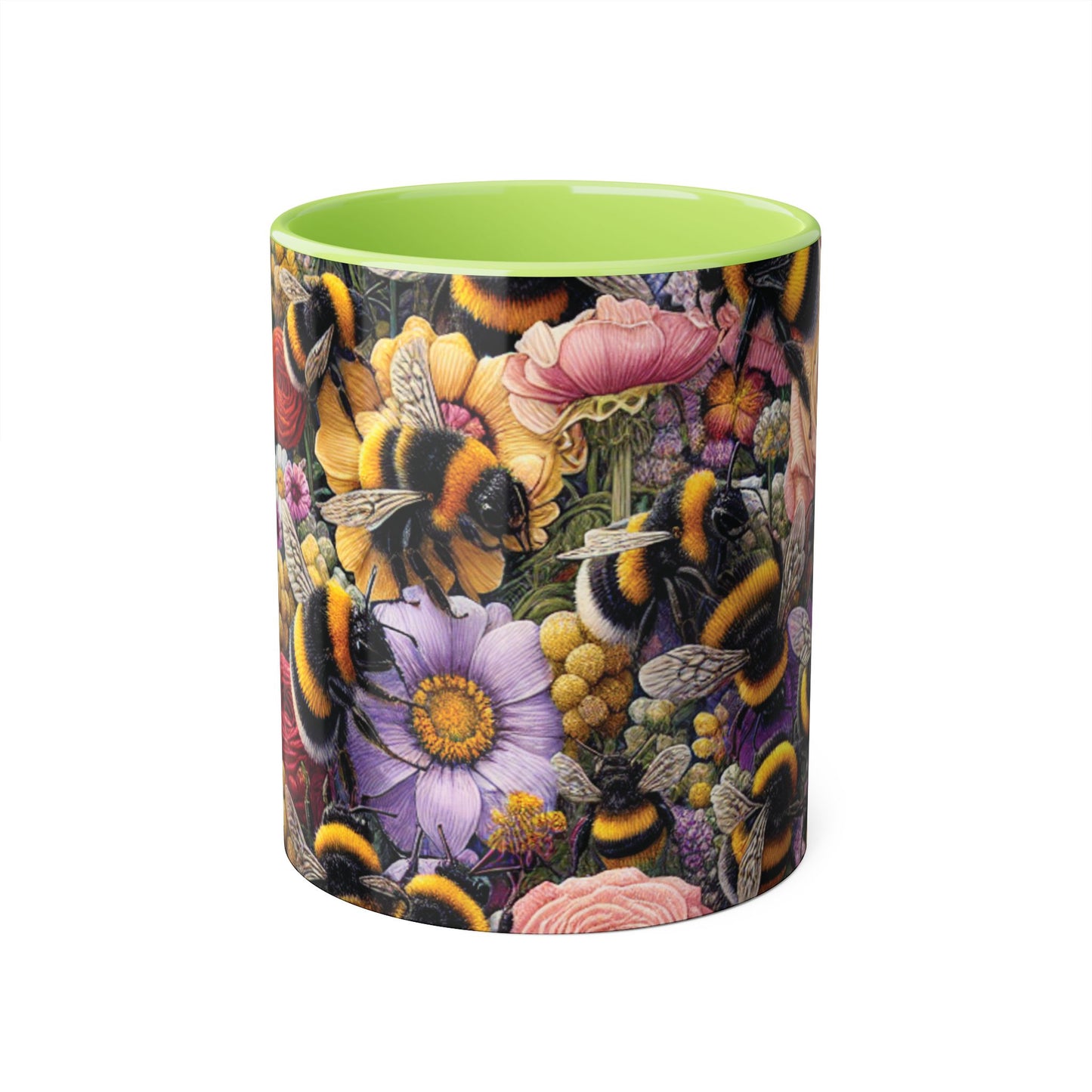 Bee-Inspired Floral Accent Mug | Nature Lover Gift, Botanical Coffee Mug, Bee Art Mug, Animal Lover Cup, Garden Mug