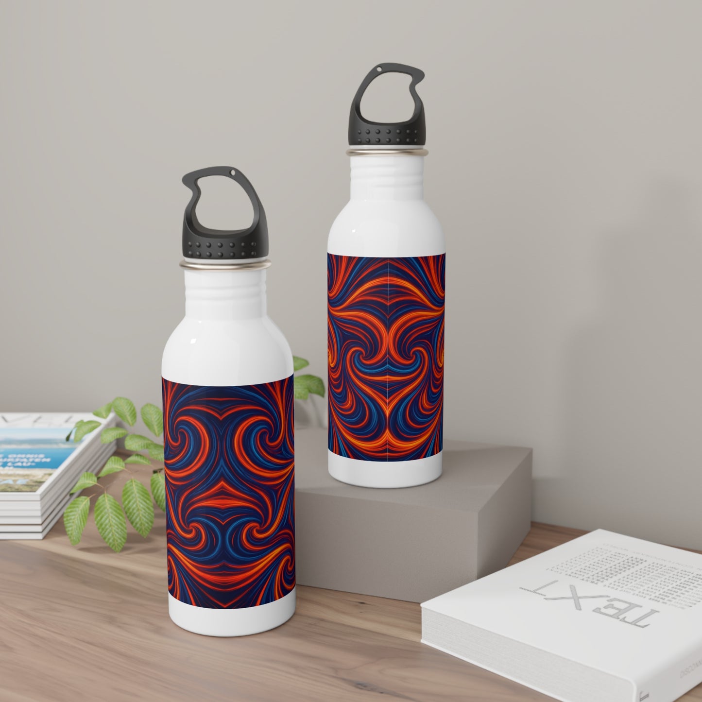 Swirl Stainless Steel Water Bottle, Colorful Drinkware, Reusable Hydration Flask, Abstract Design Thermo Water Bottle, BPA Free