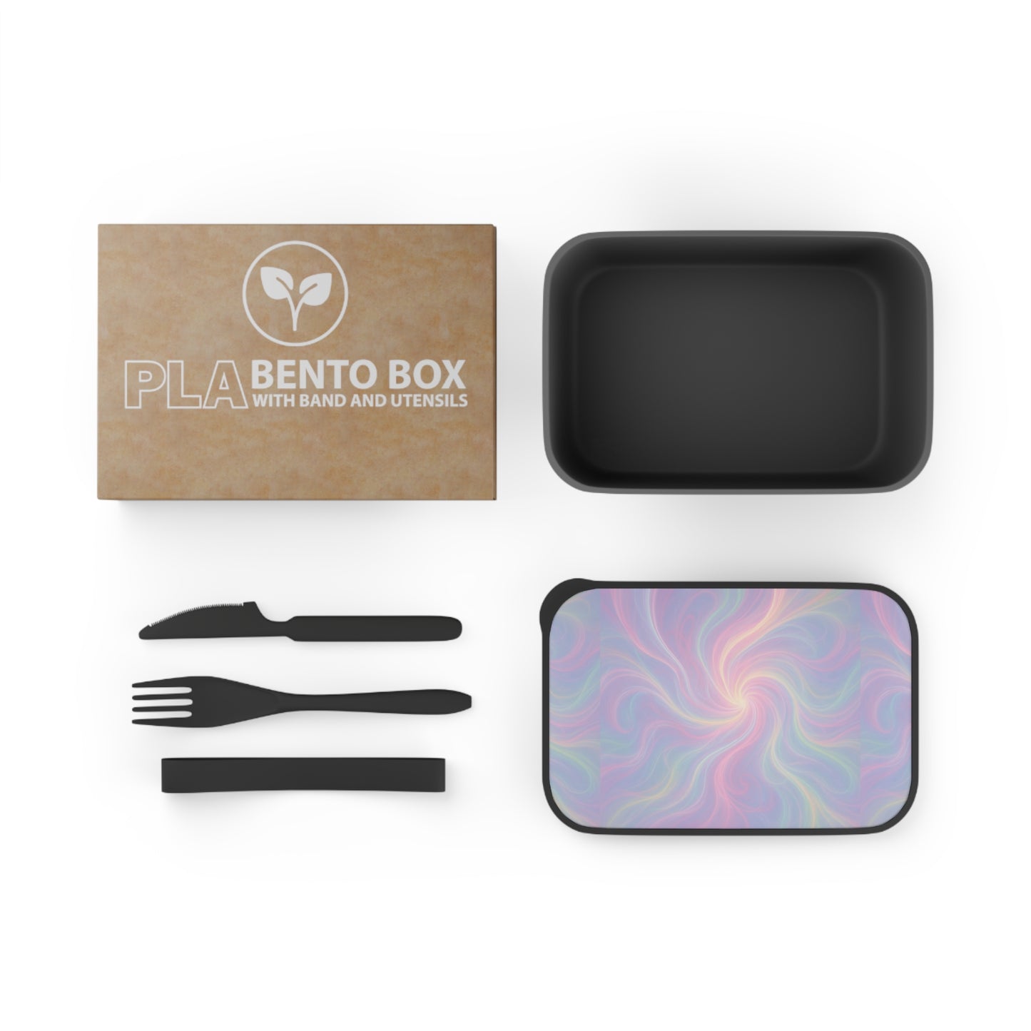 Pastel Energy Waves Bento Box: Lunch Box, Meal Prep Container, Food Storage, Reusable, Eco-Friendly Utensils