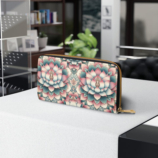Zipper Wallet - Lotus Flower Pattern