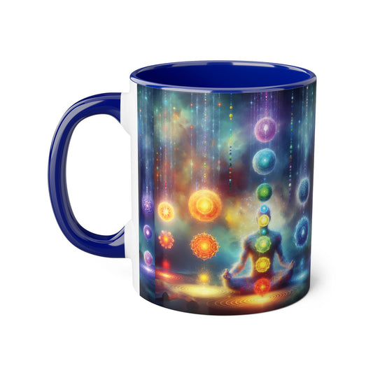 Chakra Magic Accent Mug, 11oz - Energy Healing Kitchen Cup, Reiki Crystal Meditation Tea Coffee Drinkware, Spiritual Ceramic Gift, Yoga