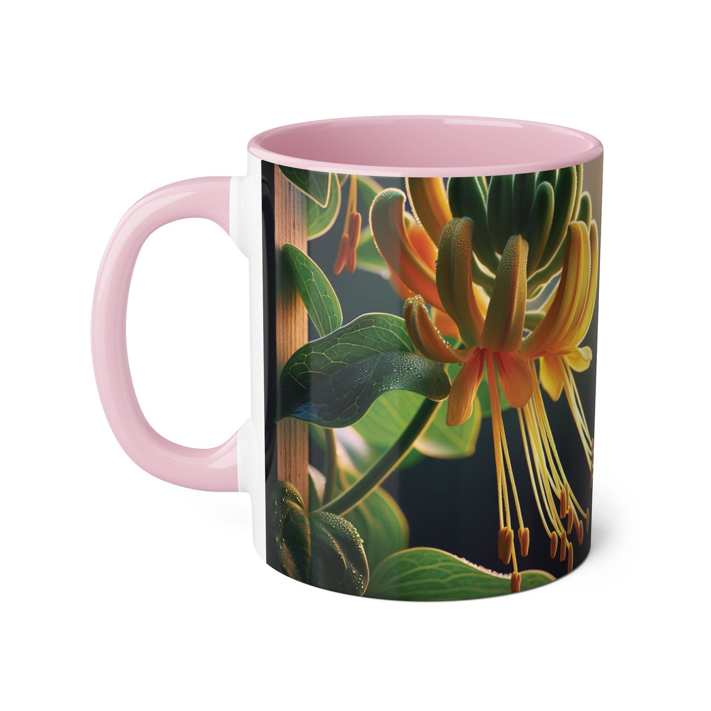 Honeysuckle Accent Mug, Floral Coffee Cup for Garden Lovers, Botanical Tea Mug Decor, Gift for Nature Enthusiasts, Mother's Day Present,