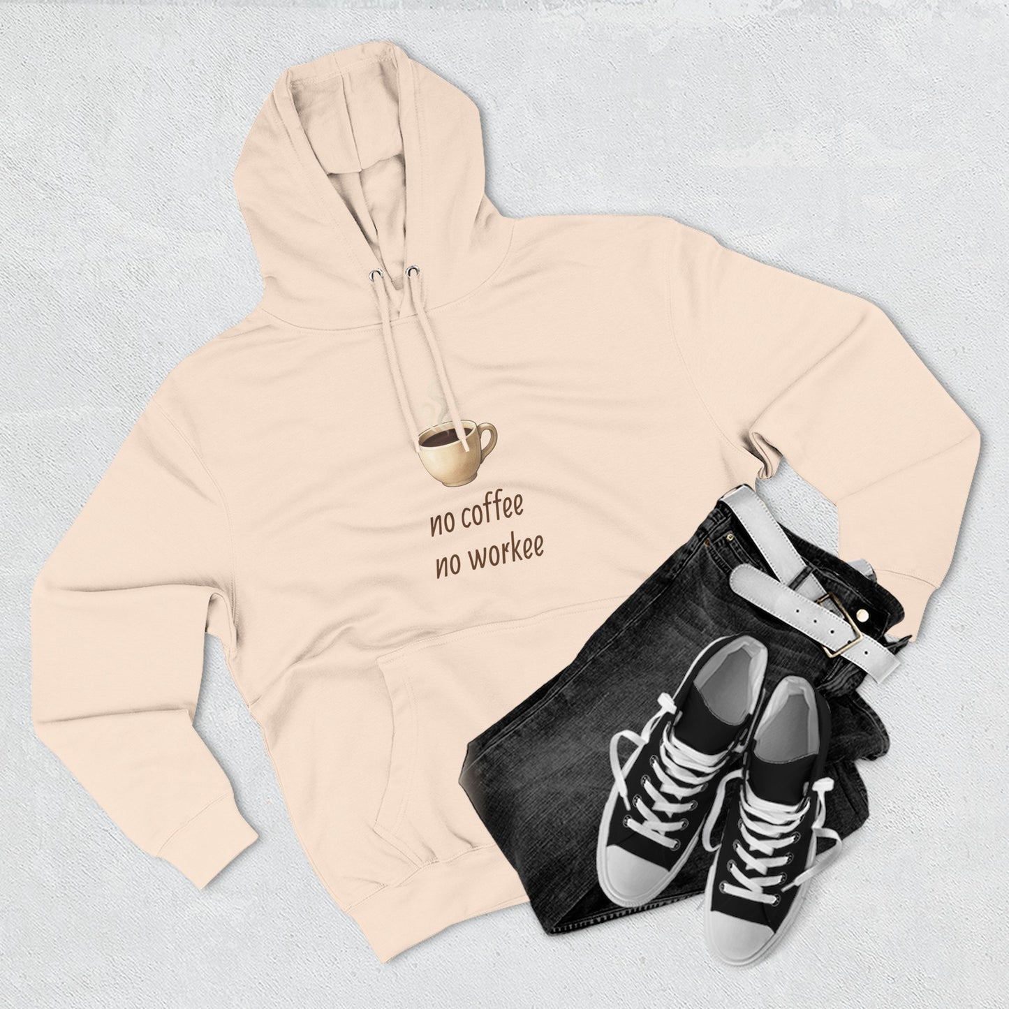 Fleece Hoodie: with 'no coffee no workee' Design, Coffee Lover Gift, Cozy Sweatshirt, Coffee Addict Shirt, Sarcastic