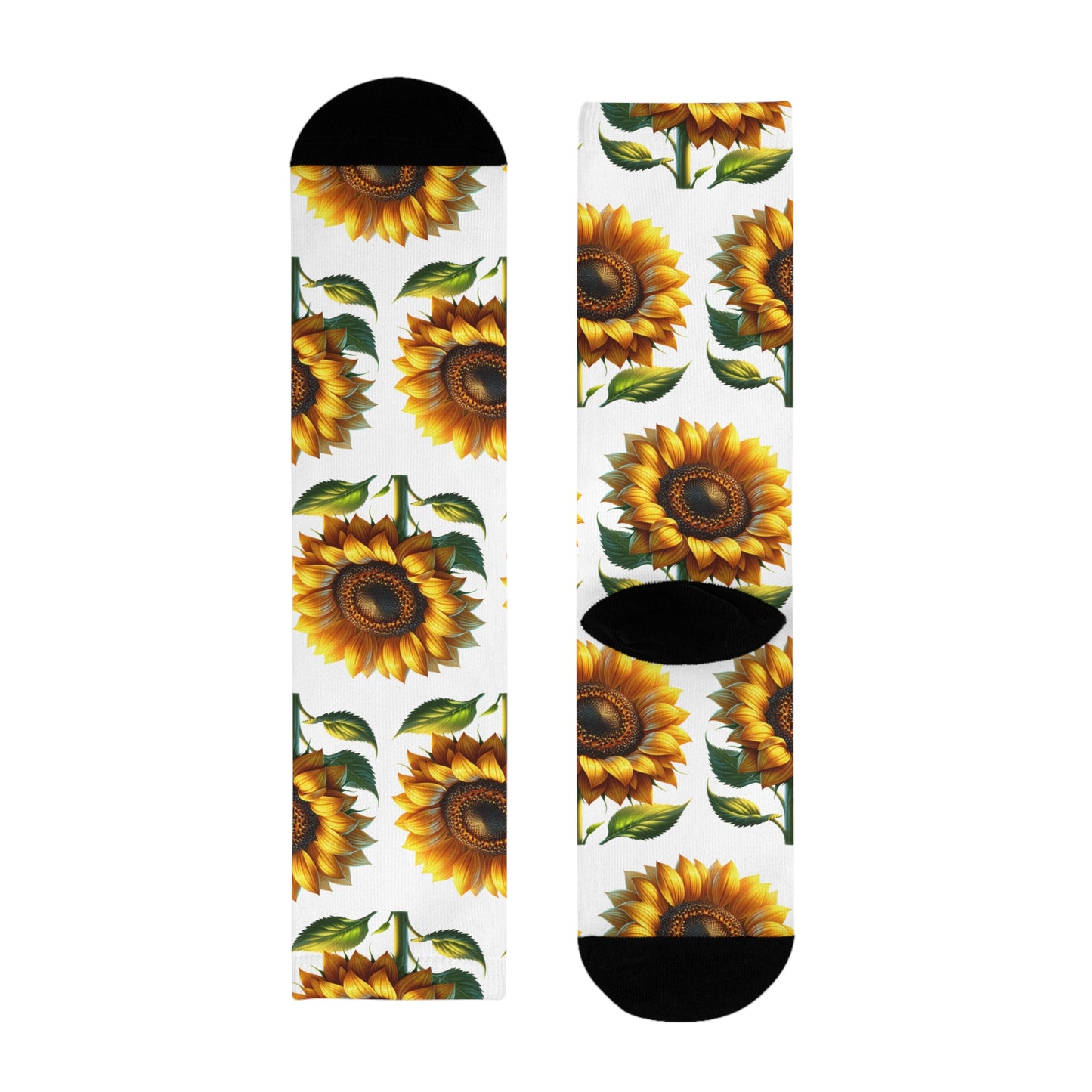 Sunflower Crew Socks, Floral Garden Footwear, Nature Lover Gift, Botanical Print Stockings, Plant Lover Apparel