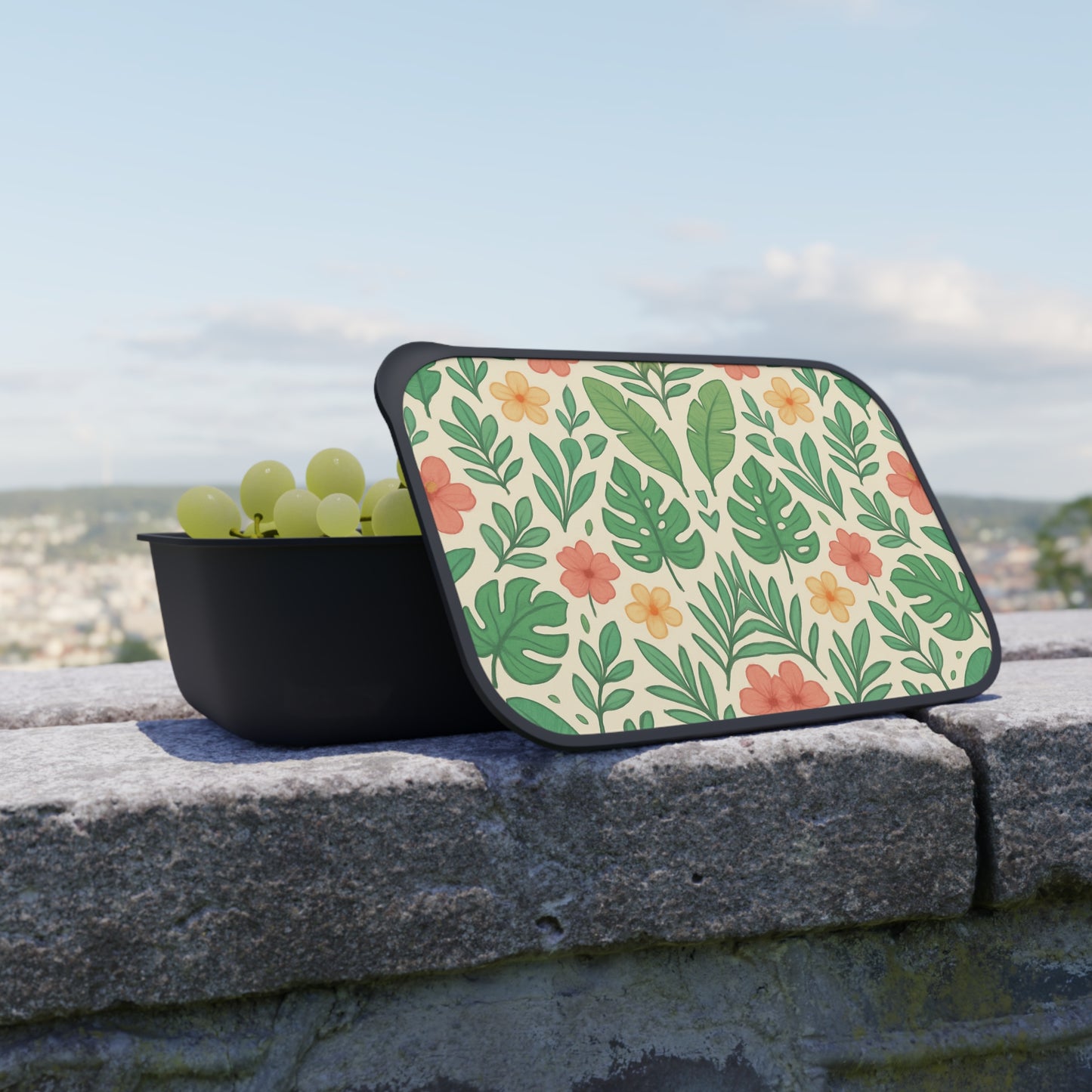 Eco-Friendly Floral Bento Box with Band & Utensils | Lunch Container for Meal Prep, Picnic, Snacks, Kids Lunch, Travel