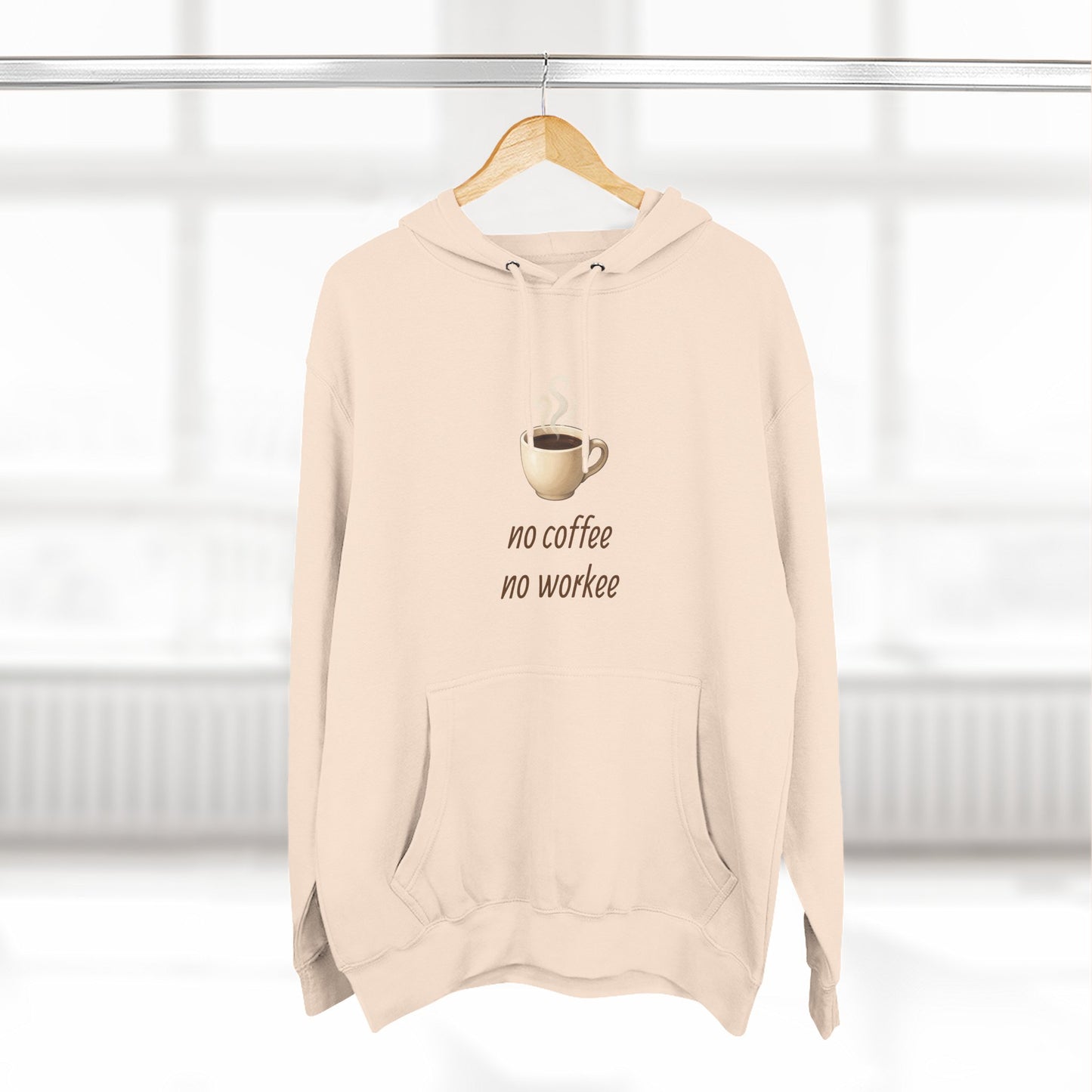 Fleece Hoodie: with 'no coffee no workee' Design, Coffee Lover Gift, Cozy Sweatshirt, Coffee Addict Shirt, Sarcastic