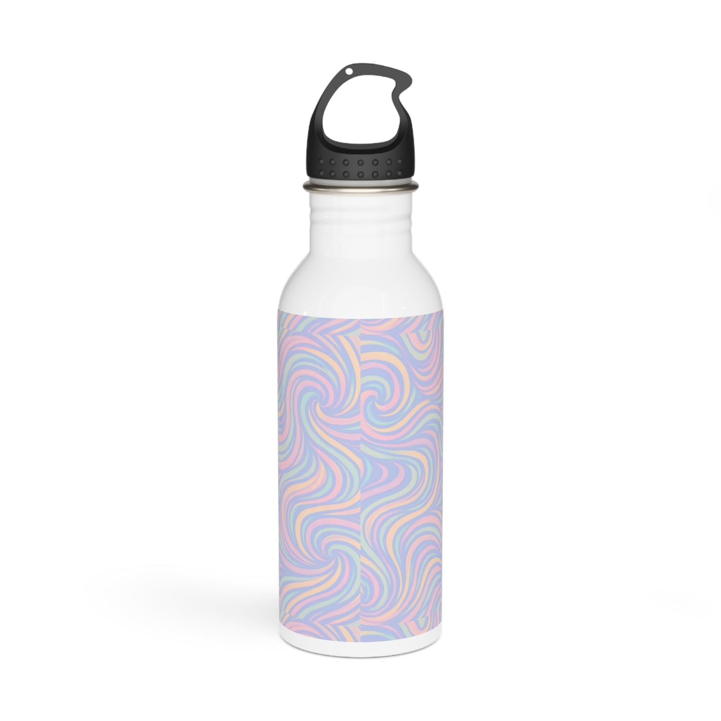 Pastel Swirl Stainless Steel Water Bottle - Reusable Flask, Colorful Travel Tumbler, Insulated Thermos, BPA Free Gym Bottle,