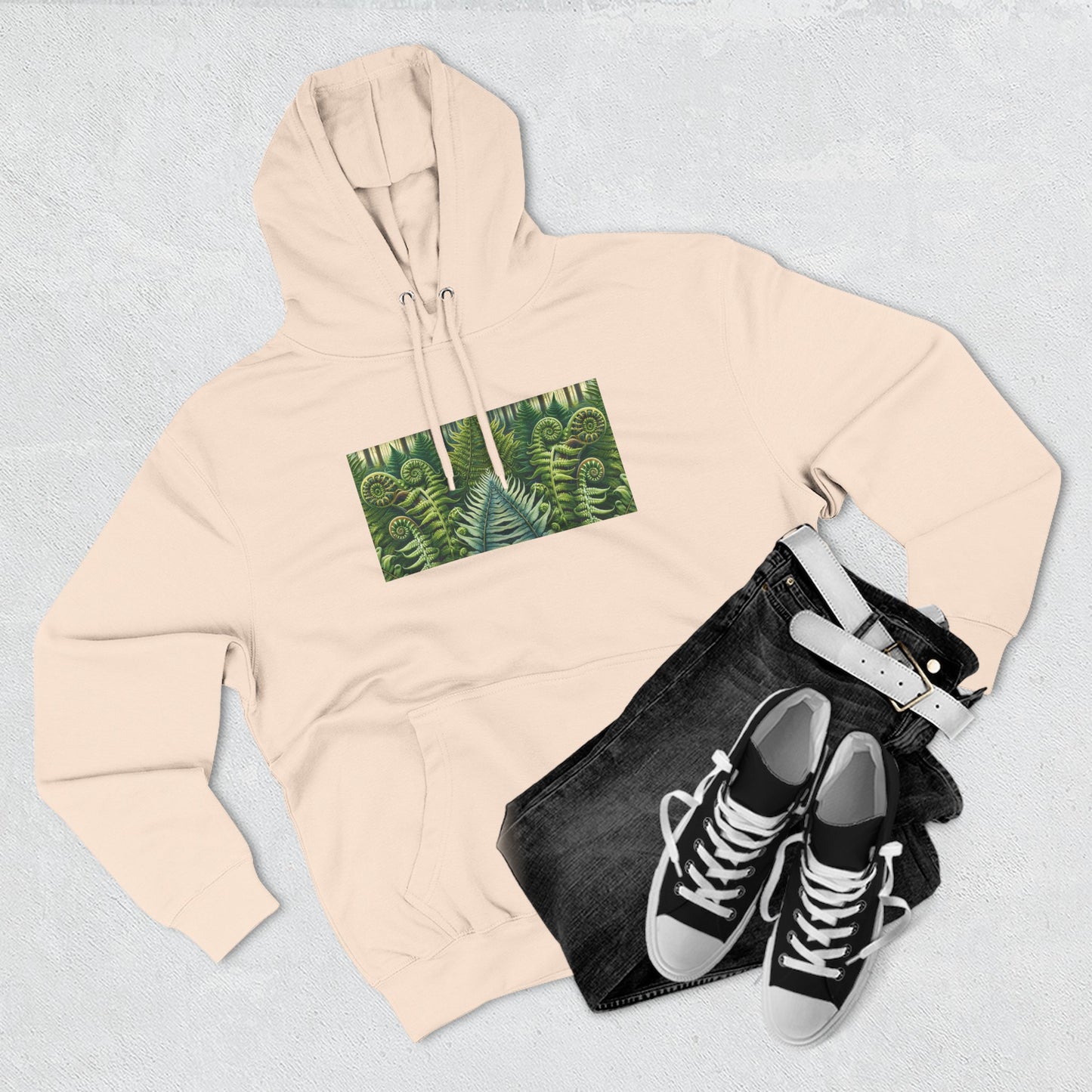 Nature-Inspired Three-Panel Fleece Hoodie for Outdoor Enthusiasts