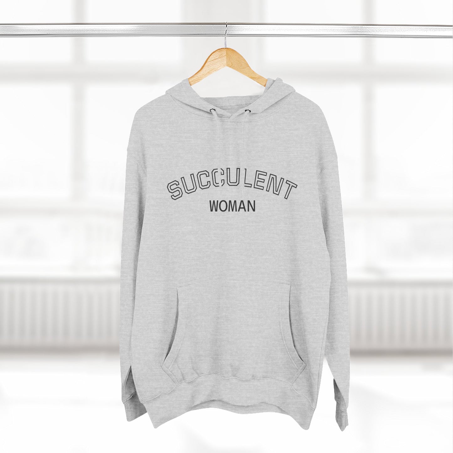 Fleece Hoodie: Succulent University Design, Botanical Plant Lover Gift, Cactus Lover Sweatshirt