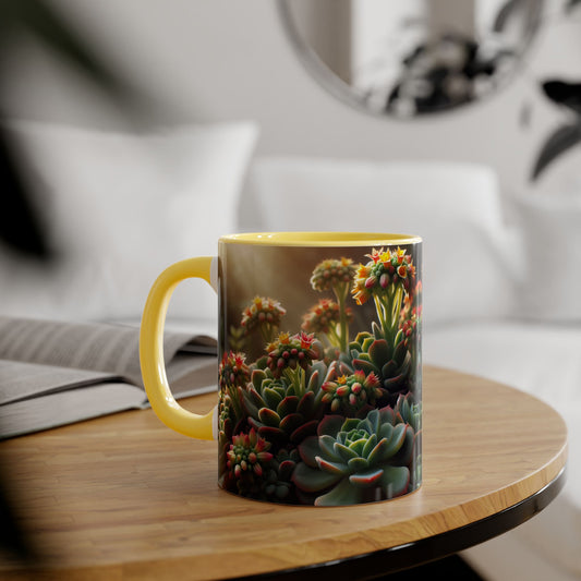 Succulent Mug, Echeveria Plant Coffee Cup, Gardening Gift, Botanical Tea Mug, Plant Lover Present, Cactus Ceramic Mug