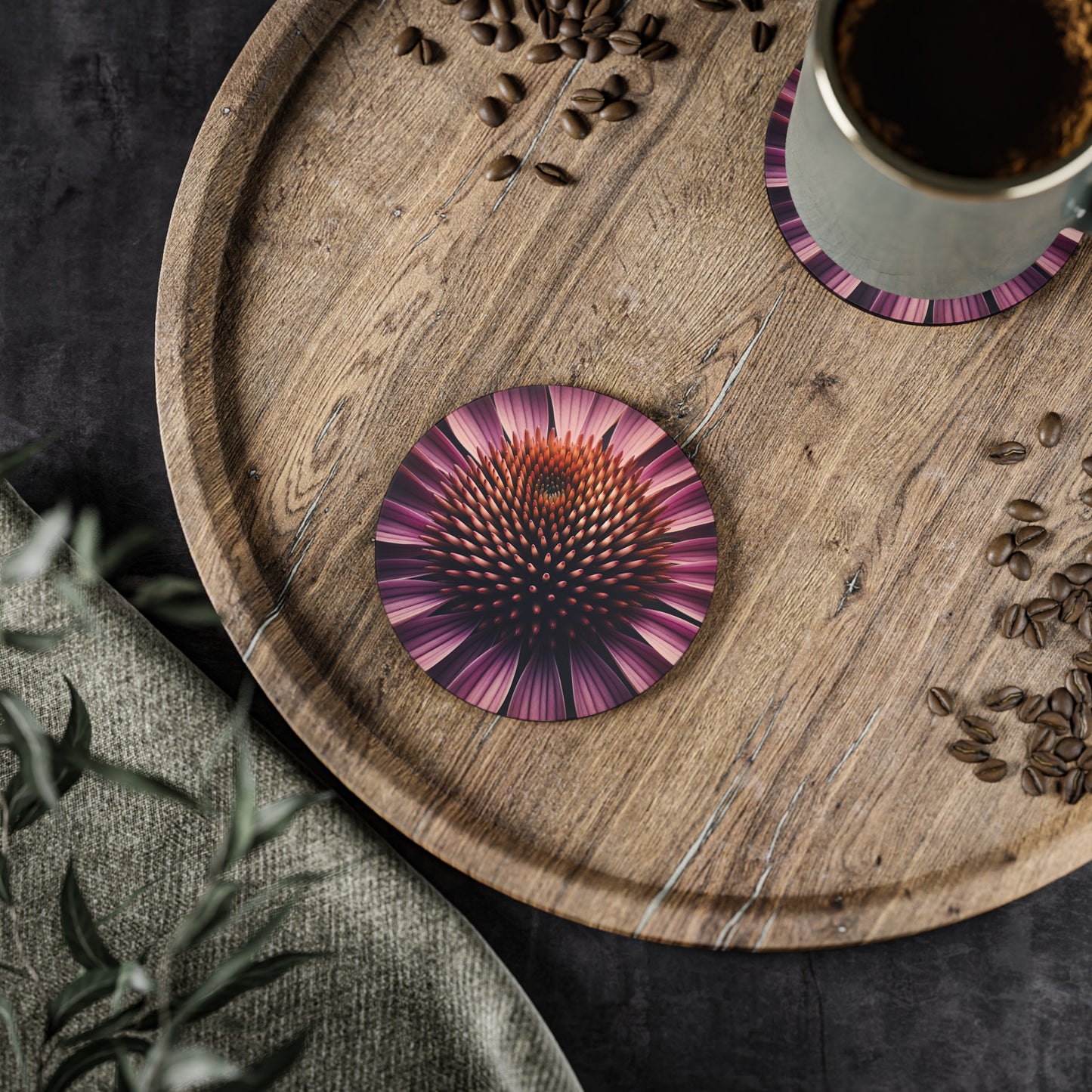 Coneflower Coasters, Coneflower Bloom Drink Coaster Set, Botanical Home Decor, Table Protection, Housewarming Gift, Kitchen Accessories