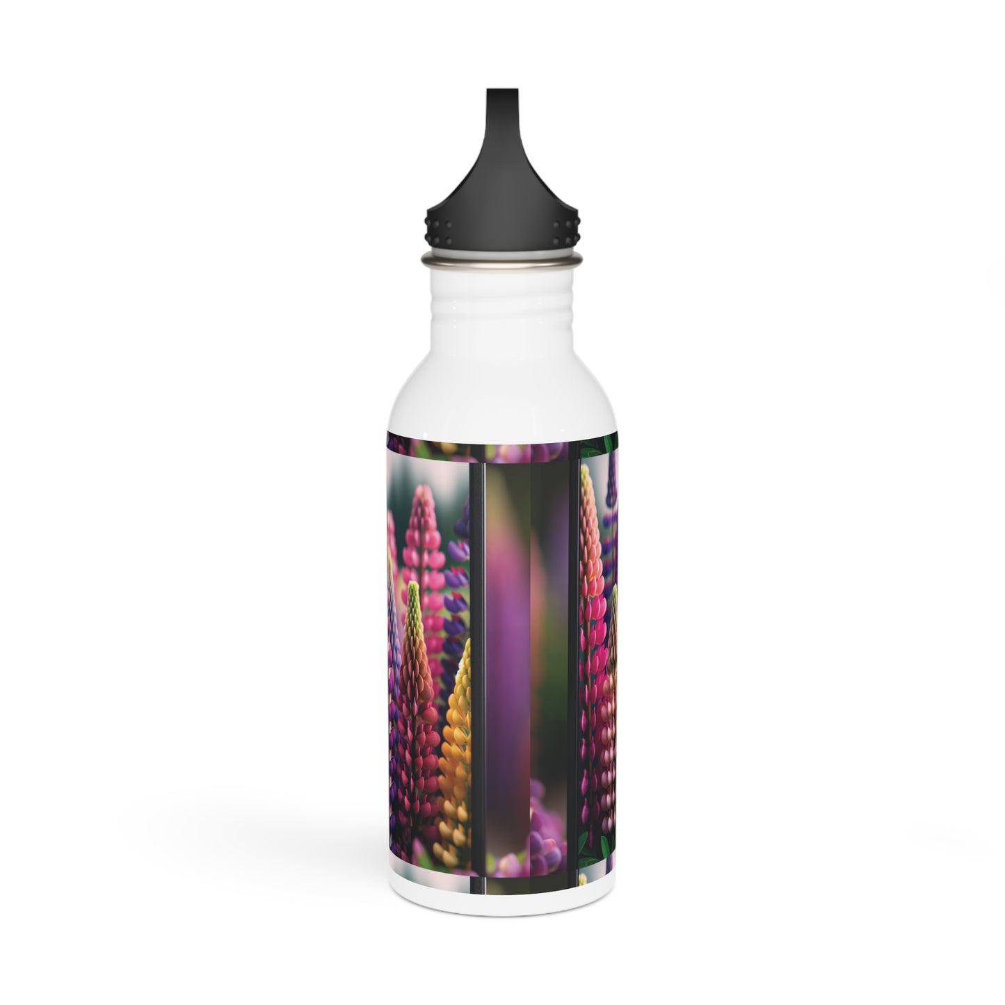 Lupinus Blooms Stainless Steel Water Bottle - Floral Design, Reusable Bottle, Flower Pattern Gift, Nature Inspired Hydration,