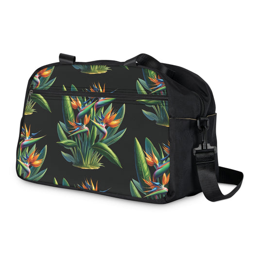 Fitness Handbag - Tropical Bird of Paradise Black Design