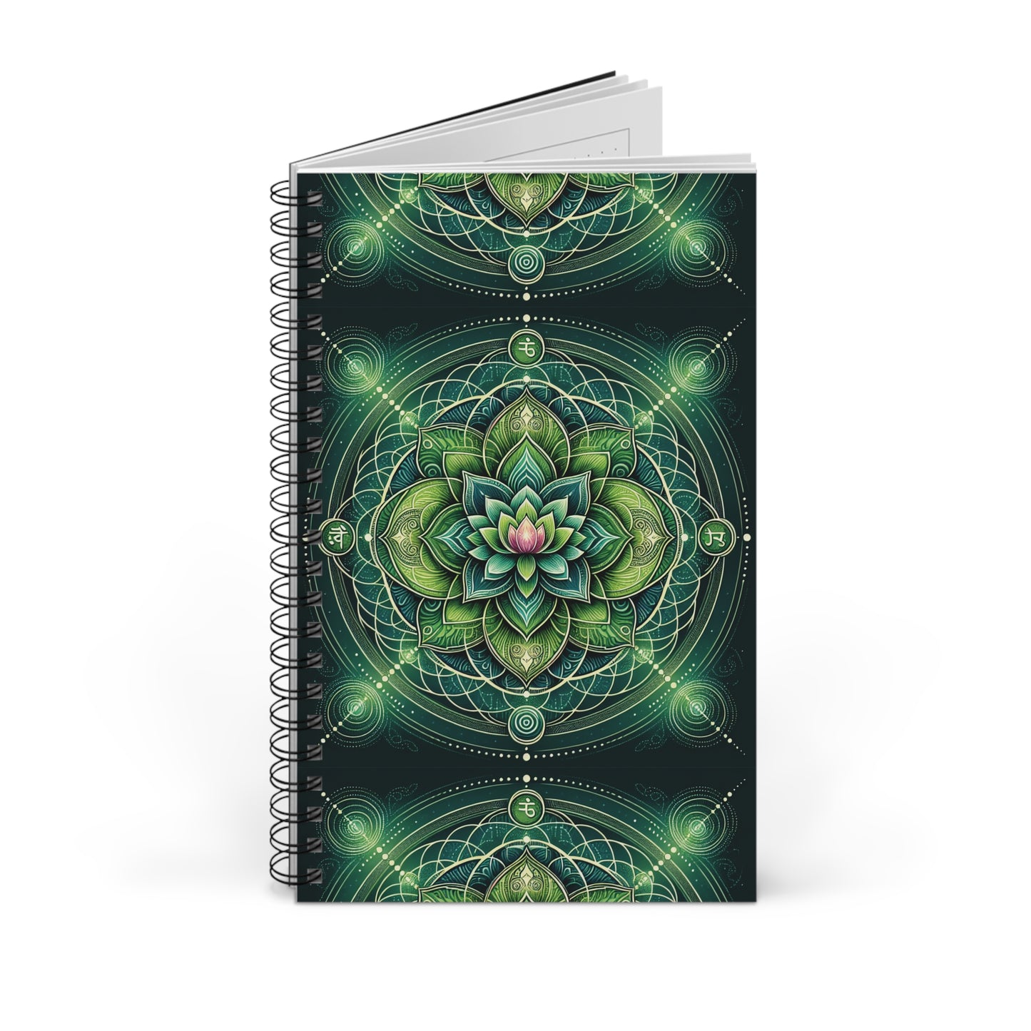 Heart Chakra Spiral Journal, Meditation Diary, Mindfulness Journal, Gift for Yogis, Greenery Design