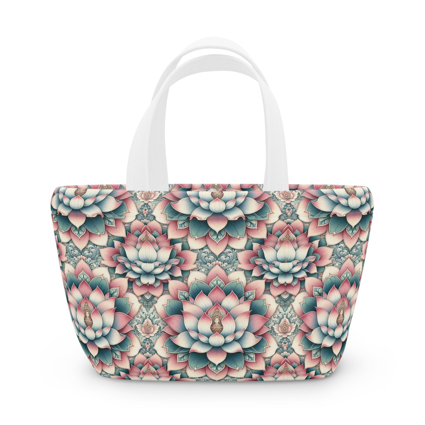 Lunch Bag - Lotus Flower Pattern Insulated Tote for Nature Lovers